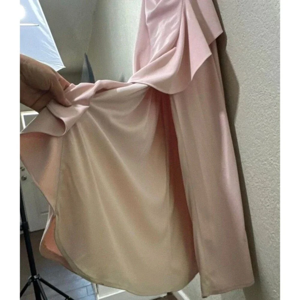 Women’s Evenings Pink Sleeveless Long Dress Tall Size 16 Ruched High Low Hemline